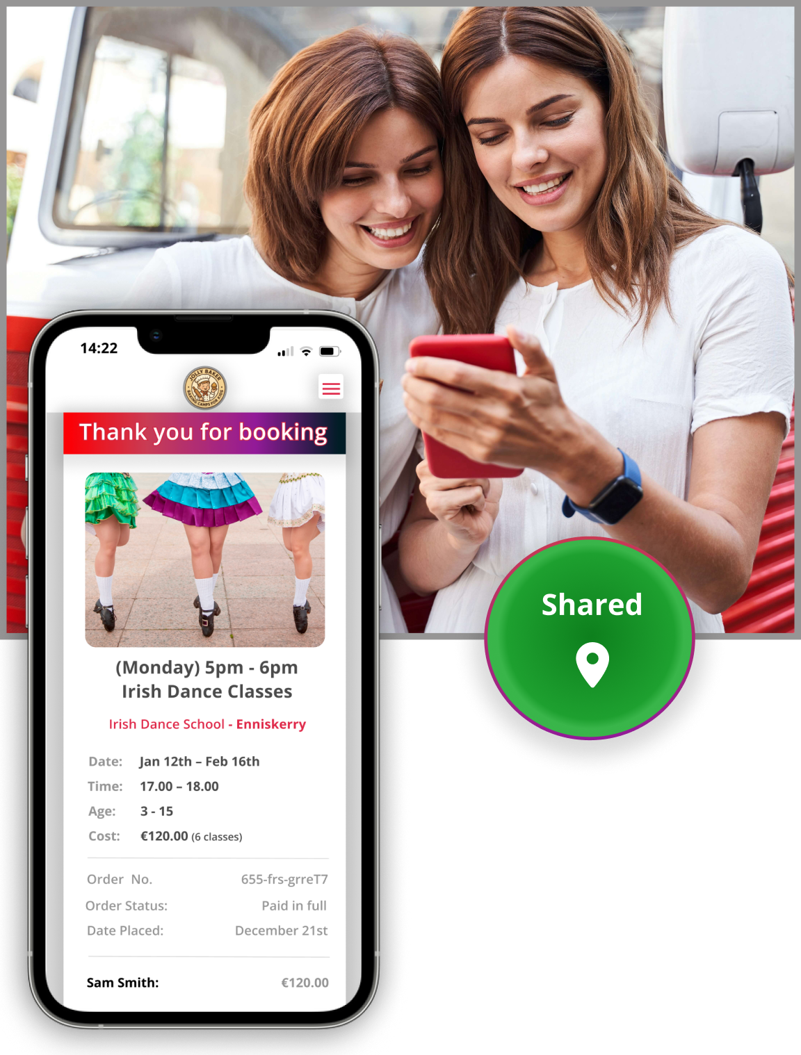 Mobile booking confirmation for a kids’ activity on Activity Time